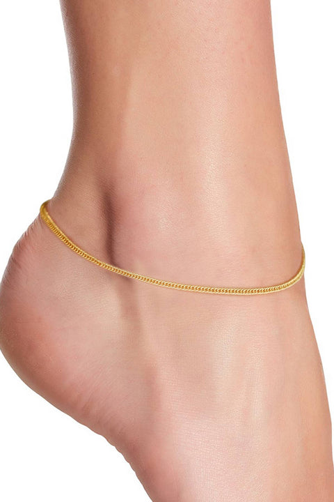 14k Gold Plated 1.5mm Curb Chain Anklet - GP