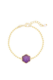 Amethyst Beaded Charm Bracelet - GF