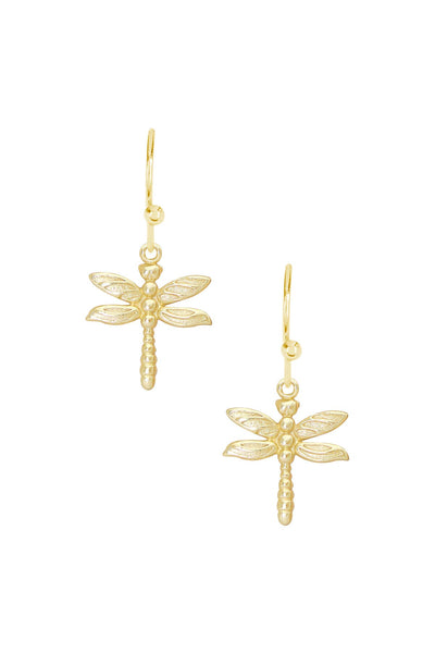 14k Gold Plated Dragonfly Drop Earrings - GF