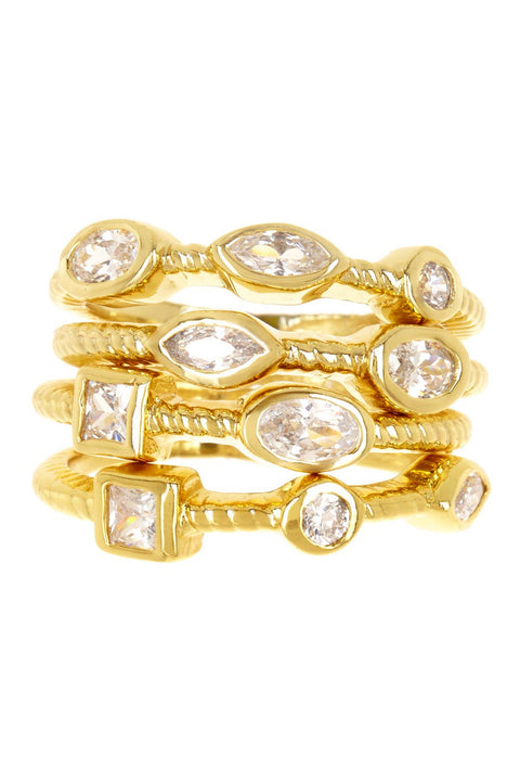 4 PC White CZ Stack Ring Set - GF