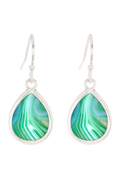 Green Lace Agate Teardrop Earrings - SF