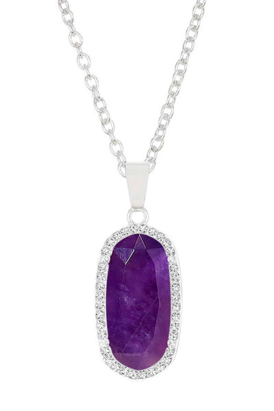 Amethyst Halo Pendant Necklace - SF