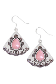 Rose Quartz Vintage Fan Earrings - SF