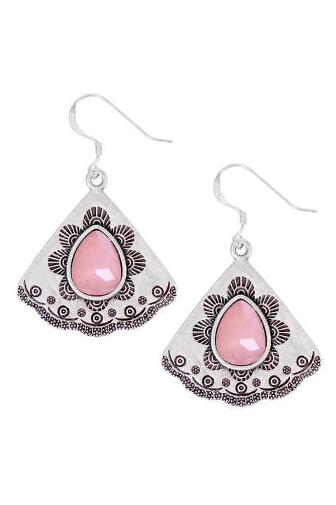 Rose Quartz Vintage Fan Earrings - SF