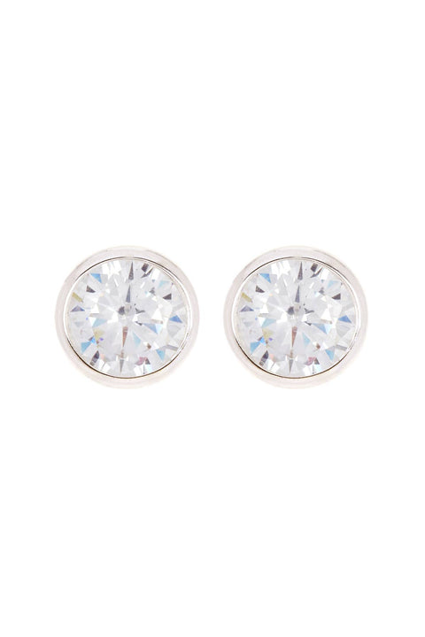 8mm Round Cubic Zirconia Post Earrings - SF