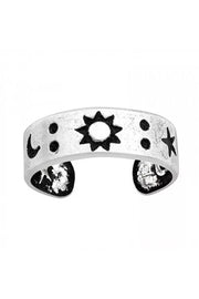 Sterling Silver Moon and Star Adjustable Toe Ring - SS