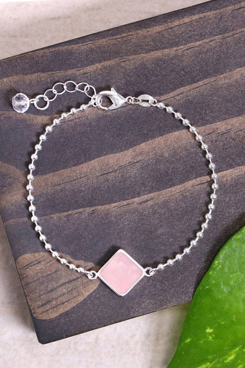 Rose Quartz Beaded Charm Bracelet - SF