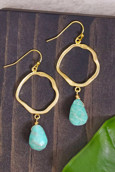 Amazonite & Orbit Drop Earrings - GF