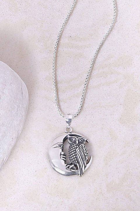 Moon & Owl Pendant Necklace - SF