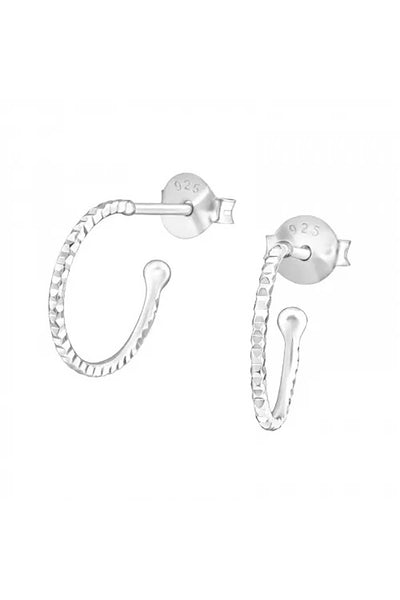 Sterling Silver Half Hoop Ear Studs - SS