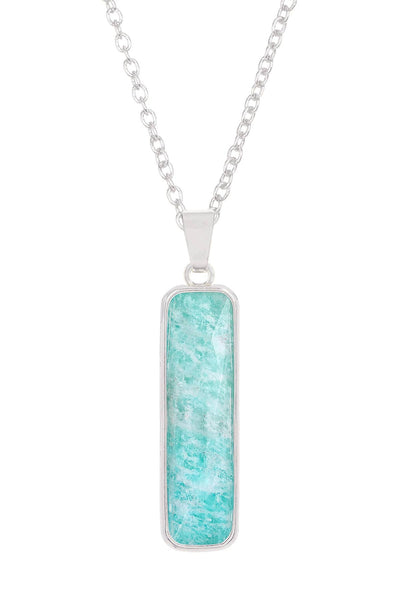 Amazonite Rectangle Pendant Necklace - SF