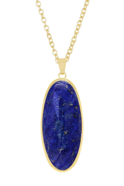 Lapis Oval Pendant Necklace - GF