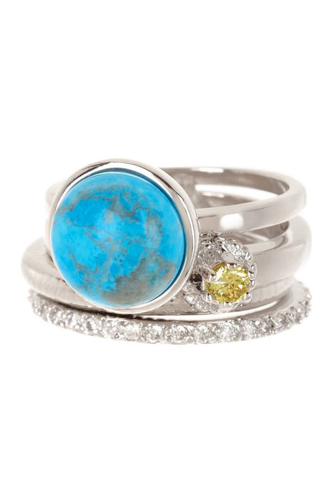 Alicia Stack Ring Set In Turquoise - SF