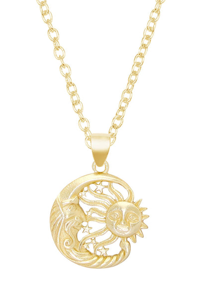 14k Gold Plated Sun & Moon Pendant Necklace - GF