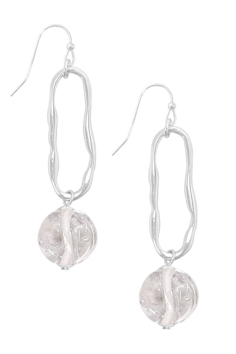 Clear Murano Glass & Freeform Hoop Drop Earrings - SF