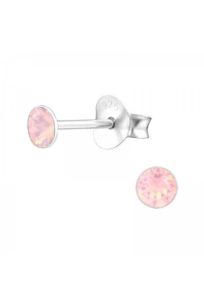 Sterling Silver Round 3mm Ear Studs With Crystals - SS