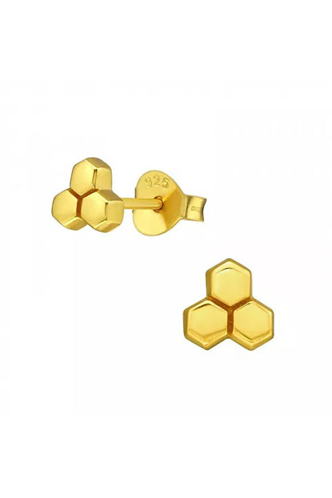 Sterling Silver Honeycomb Ear Studs - VM