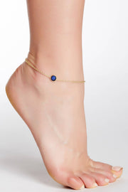 London Blue Crystal Briolette Anklet - GF