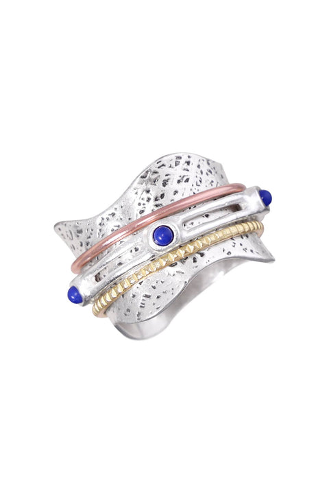 Lapis Wave Edge Spinner Ring - SF