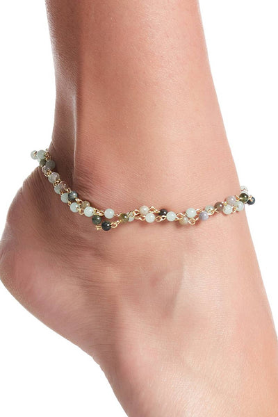 Amazonite Crystal & Jasper Anklet - GF