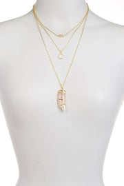 Rose Quartz & Moonstone Crystal Layering Necklace - GF