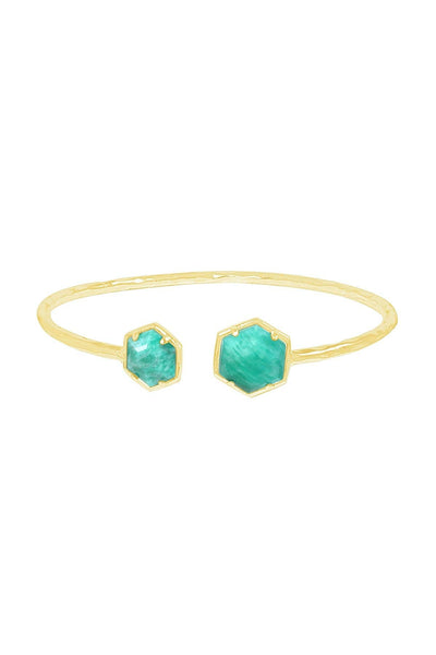 Amazonite Hexagon Cuff Bracelet - GF