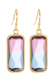 Dyed Quartz Rectangle Drop Earrings In Gold - GF