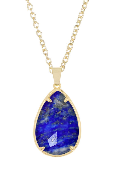 Lapis Pear Cut Pendant Necklace - GF