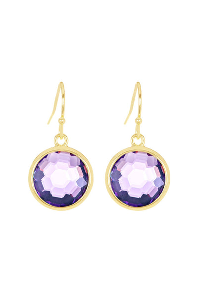 Lavender Crystal Round Drop Earrings - GF