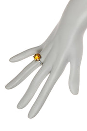 Amber Crystal Prong Set Round Ring - SF