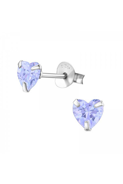 Sterling Silver Heart 5mm Ear Studs With Cubic Zirconia - SS