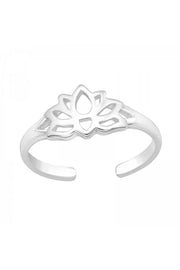 Sterling Silver Lotus Adjustable Toe Ring - SS