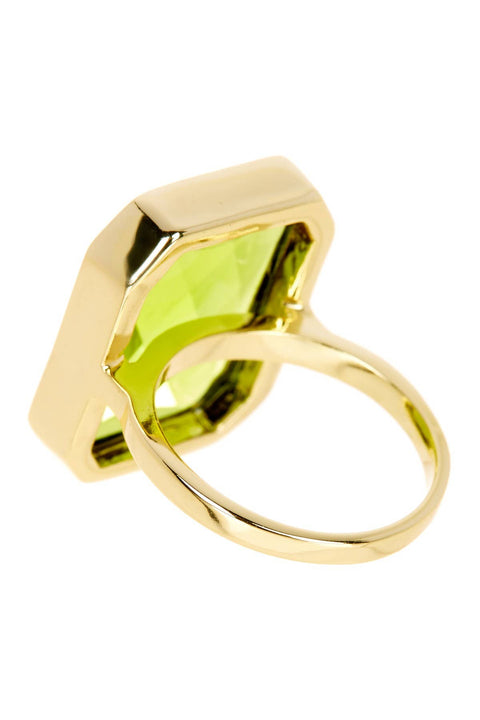 Peridot Crystal Large Rectangle Ring - GF