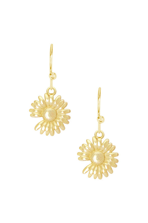 14k Gold Plated Sunflower Drop Earrings - GF