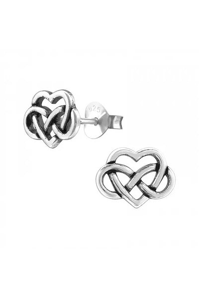 Sterling Silver Celtic Heart Ear Studs - SS