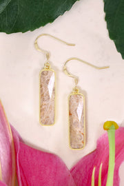 Lily Fossil Rectangle Drop Earrings - GF