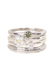 CZ Flower Bloom Stack Ring Set - SF