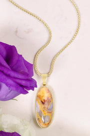 Crazy Lace Agate Oval Pendant Necklace - GF