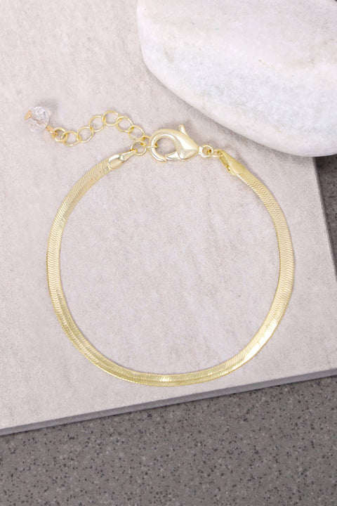 14k Gold Plated 3mm Magic Herringbone Chain Bracelet - GP