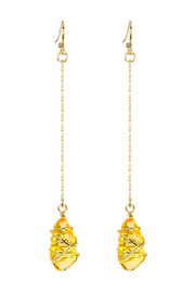 Lemon Crystal Wire Wrapped Dangle Earrings - GF