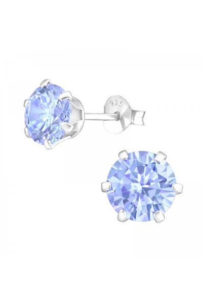 Sterling Silver Round 7mm Ear Studs With Cubic Zirconia - SS