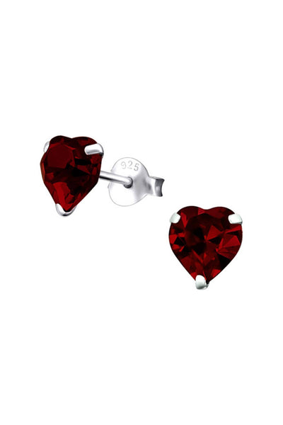 Sterling Silver Heart 6mm Ear Studs With Crystals - SS