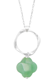 Green Aventurine & Freeform Hoop Pendant Necklace - SF