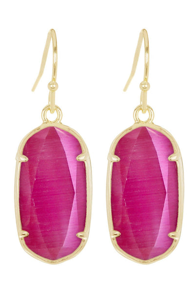 Pink Cat's Eye Drop Earrings - GF