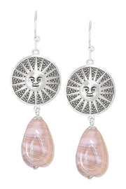 Brown Murano Glass & Aztec Sun Drop Earrings - SF