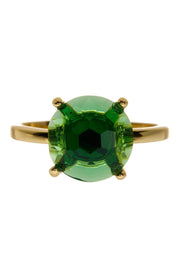 Emerald Crystal Prong Set Round Ring - GF