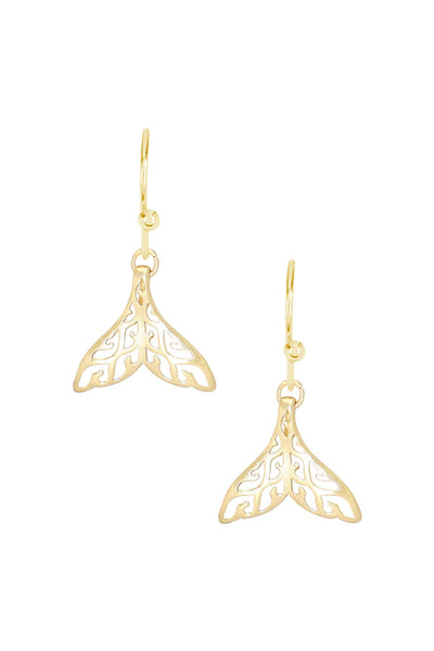 14k Gold Plated Whale Tail Drop Earrings - GF