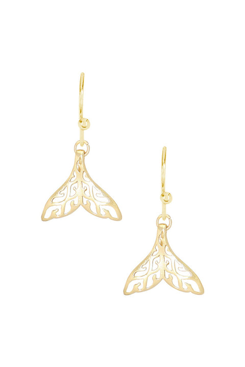 14k Gold Plated Whale Tail Drop Earrings - GF