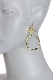 Filigree Daisy Disc & Irregular Hoop Drop Earrings - GF