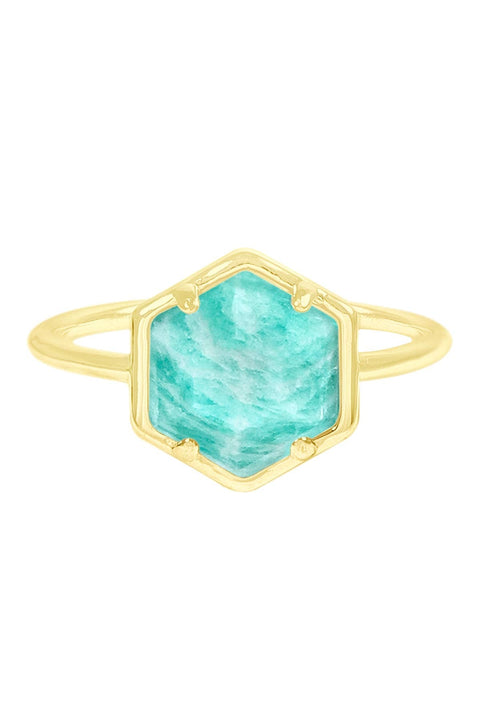 Amazonite Hexagon Ring - GF